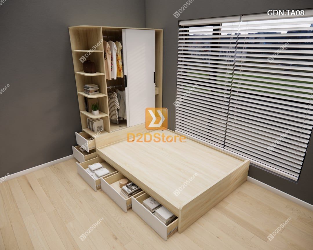  Giường ngủ kết hợp tủ áo GDN.TA08 