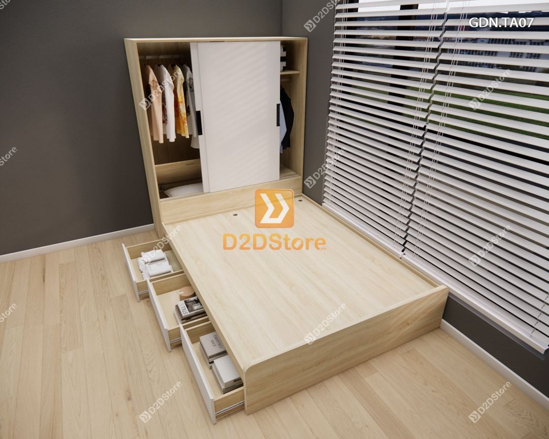  Giường ngủ kết hợp tủ áo GDN.TA07 