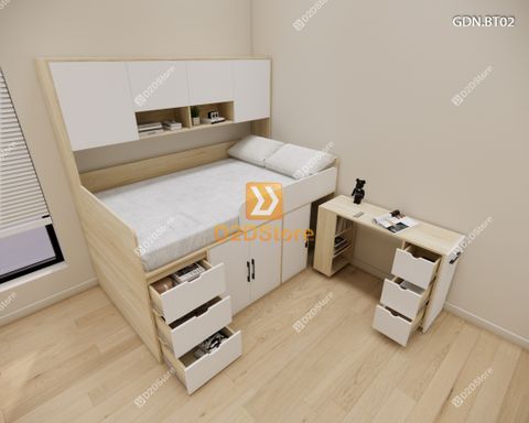 Giường ngủ kết hợp bàn học tủ áo GDN.BT02