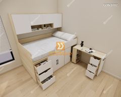 Giường ngủ kết hợp bàn học tủ áo GDN.BT02
