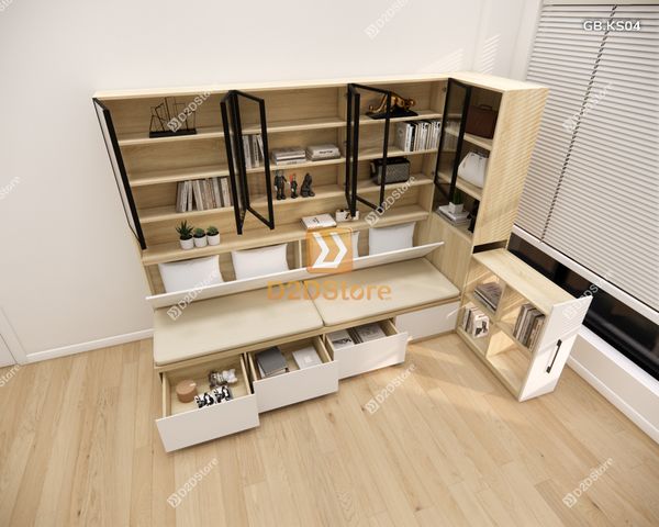 Ghế Bench kết hợp tủ kệ sách GB.KS04