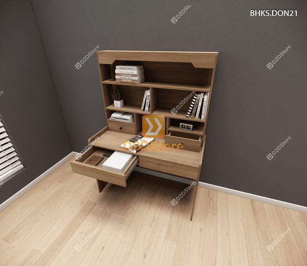 Bàn học đơn cho bé có kệ sách BHKS.DON21