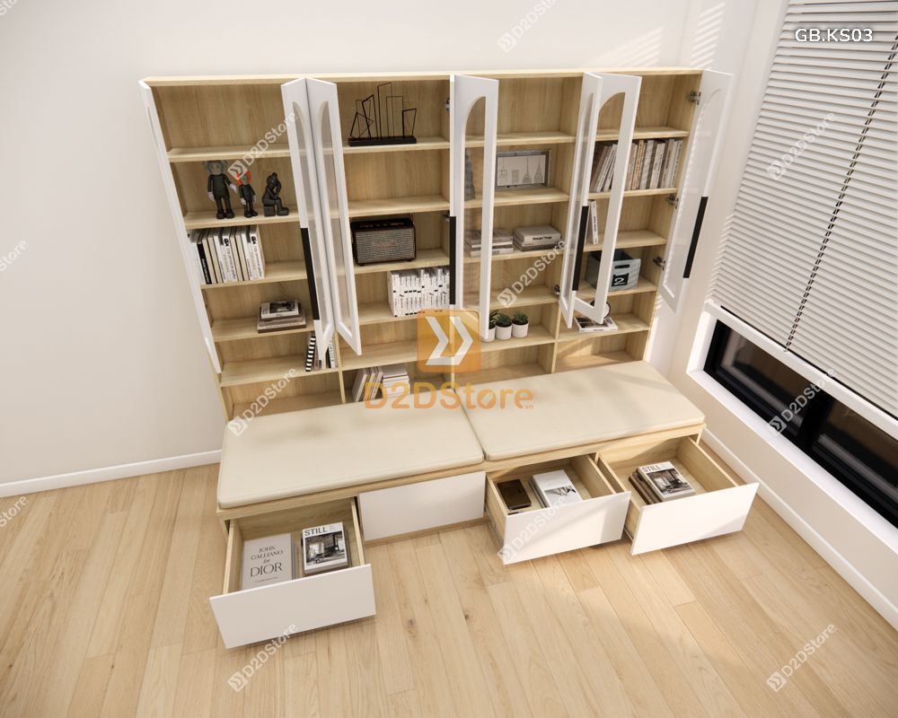  Ghế Bench kết hợp tủ kệ sách GB.KS03 