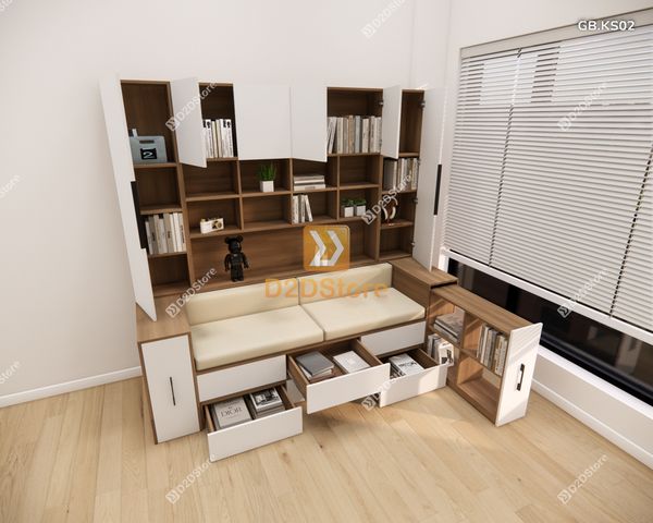 Ghế Bench kết hợp tủ kệ sách GB.KS02