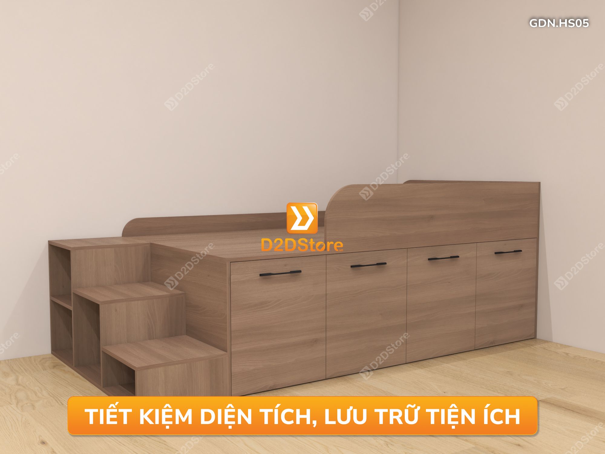  Giường đa năng thông minh kết hợp tủ kéo và bàn, cao 600mm, mã GDN.HS05 