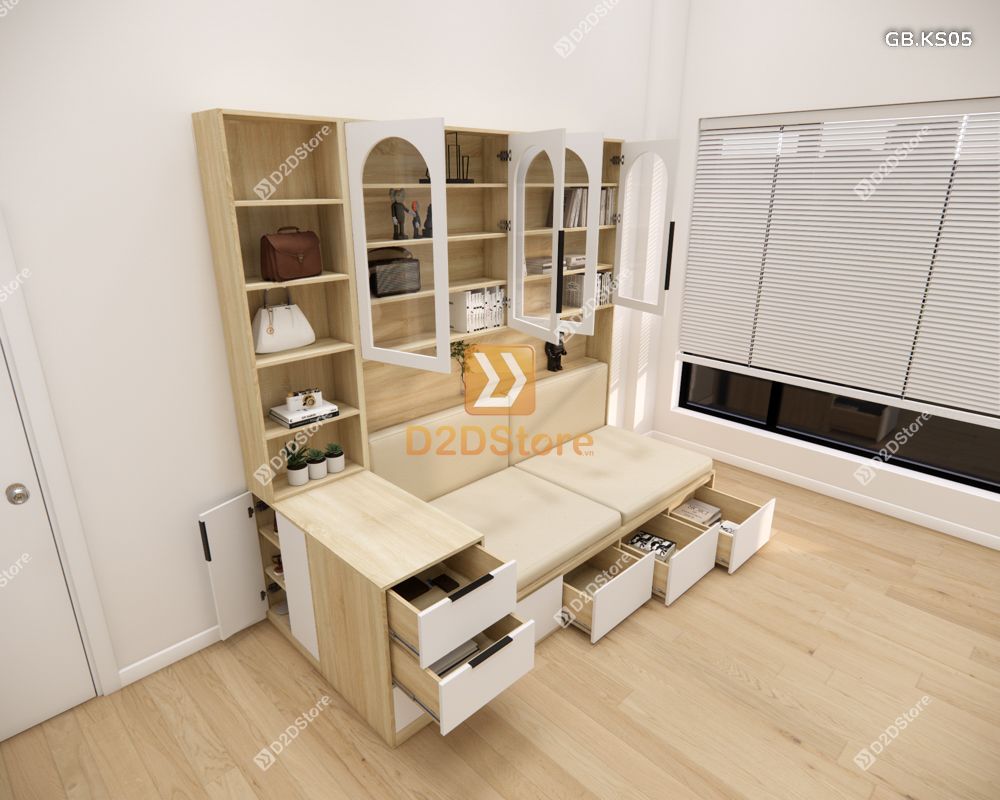 Ghế Bench kết hợp tủ kệ sách GB.KS05