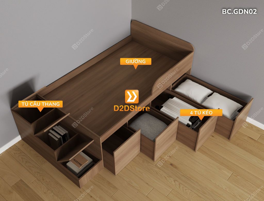 Giường thông minh kết hợp tủ kéo mã BC.GDN02