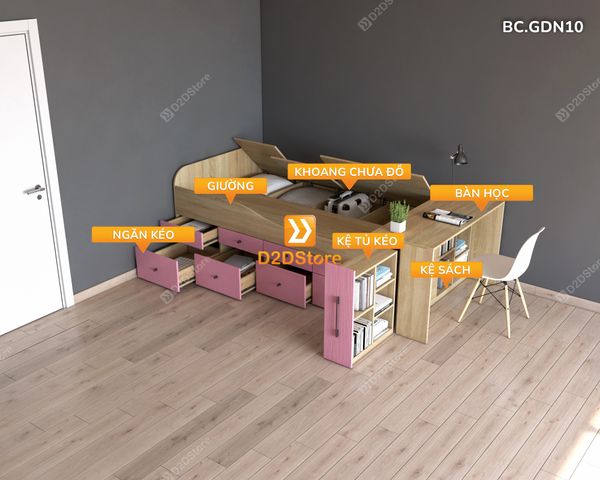 Giường đa năng kết hợp ngăn kéo và bàn học mã BC.GDN10