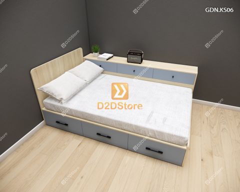 Giường ngủ kết hợp tủ kệ sách GDN.KS06