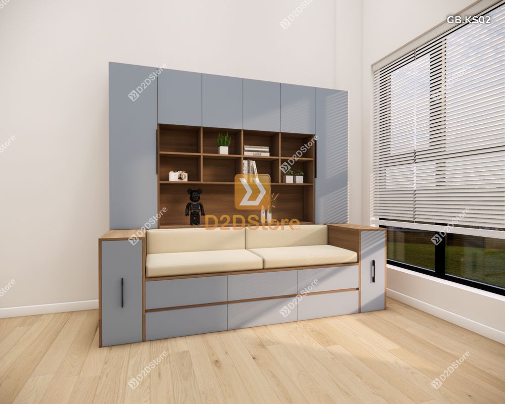  Ghế Bench kết hợp tủ kệ sách GB.KS02 