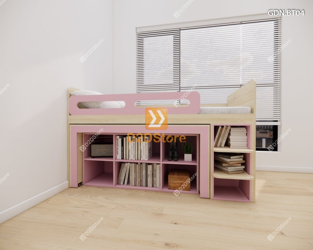  Giường ngủ kết hợp bàn học tủ áo GDN.BT04 