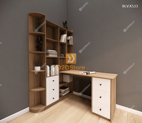 Bàn làm việc kết hợp kệ sách BLV.KS33