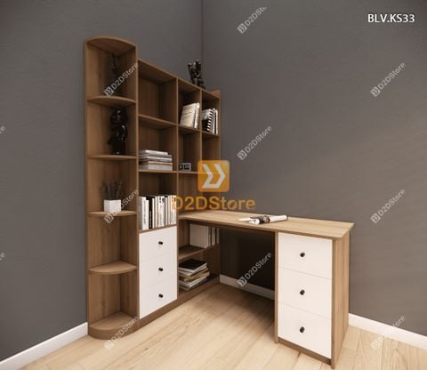 Bàn làm việc kết hợp kệ sách BLV.KS33