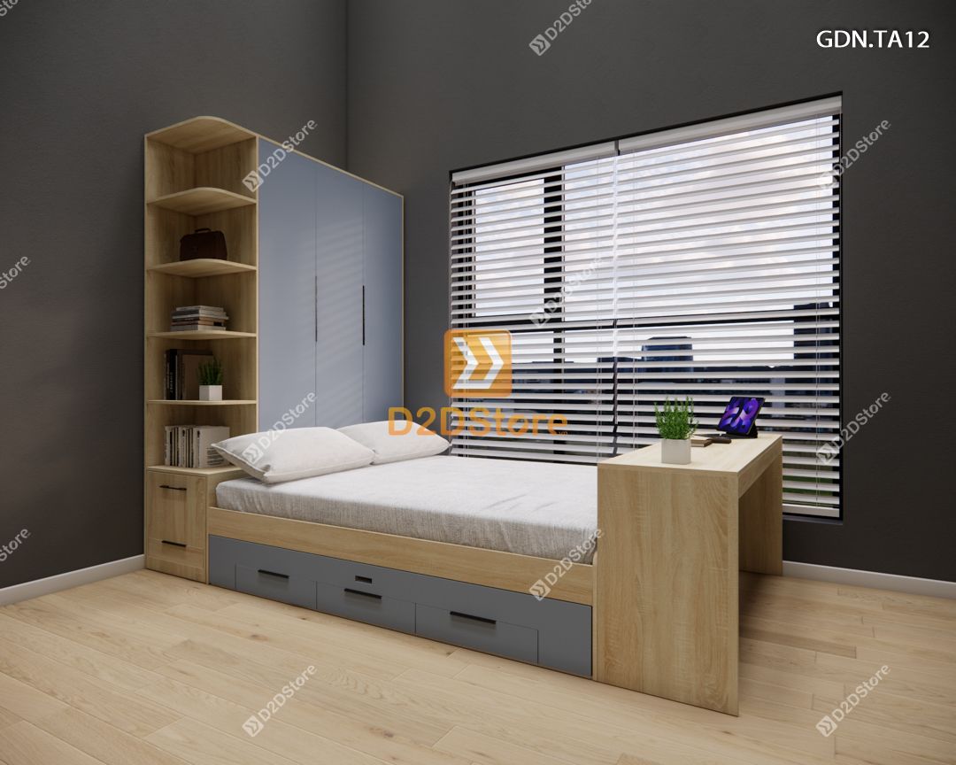  Giường ngủ kết hợp tủ áo GDN.TA12 