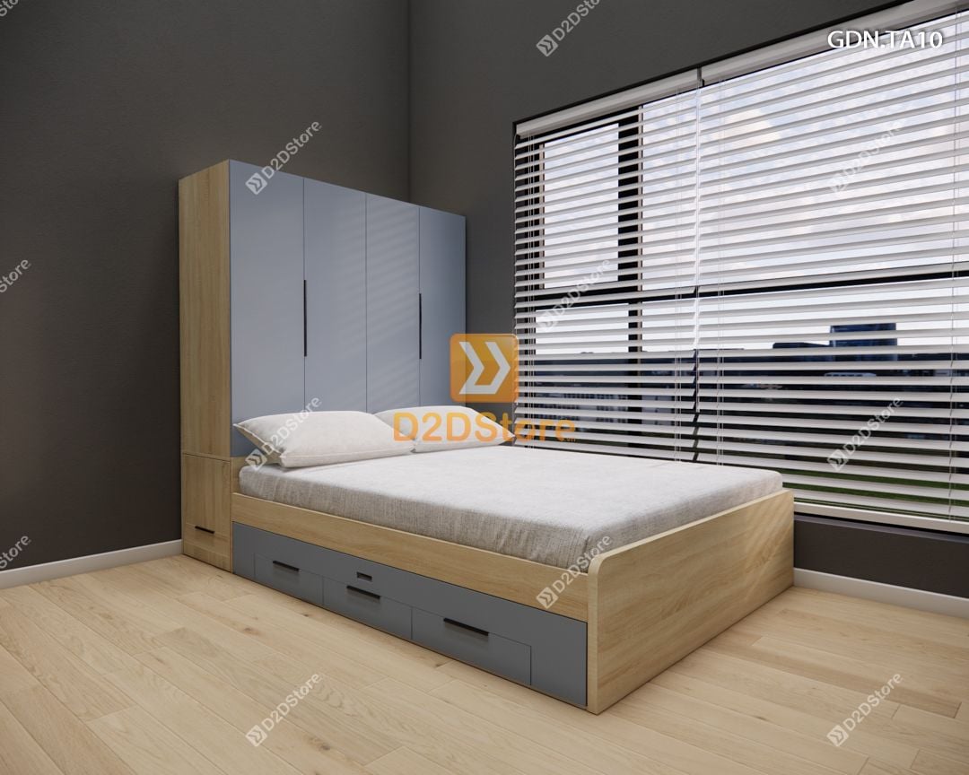  Giường ngủ kết hợp tủ áo GDN.TA10 