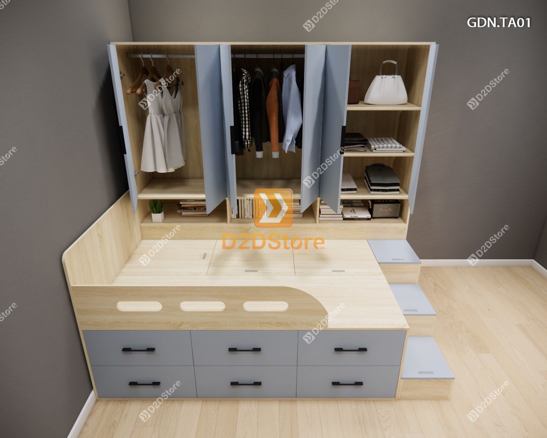  Giường ngủ kết hợp tủ áo GDN.TA01 