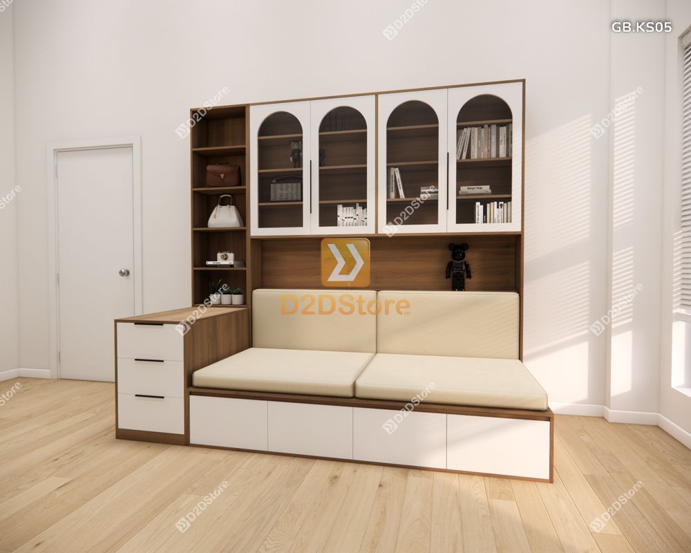 Ghế Bench kết hợp tủ kệ sách GB.KS05