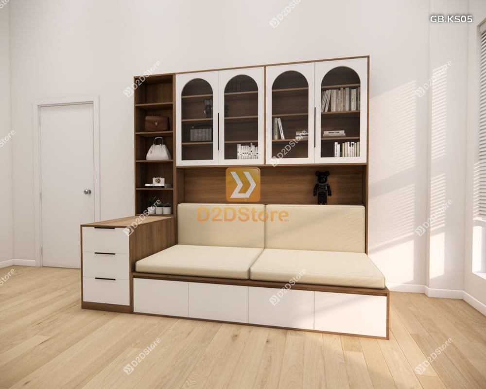  Ghế Bench kết hợp tủ kệ sách GB.KS05 
