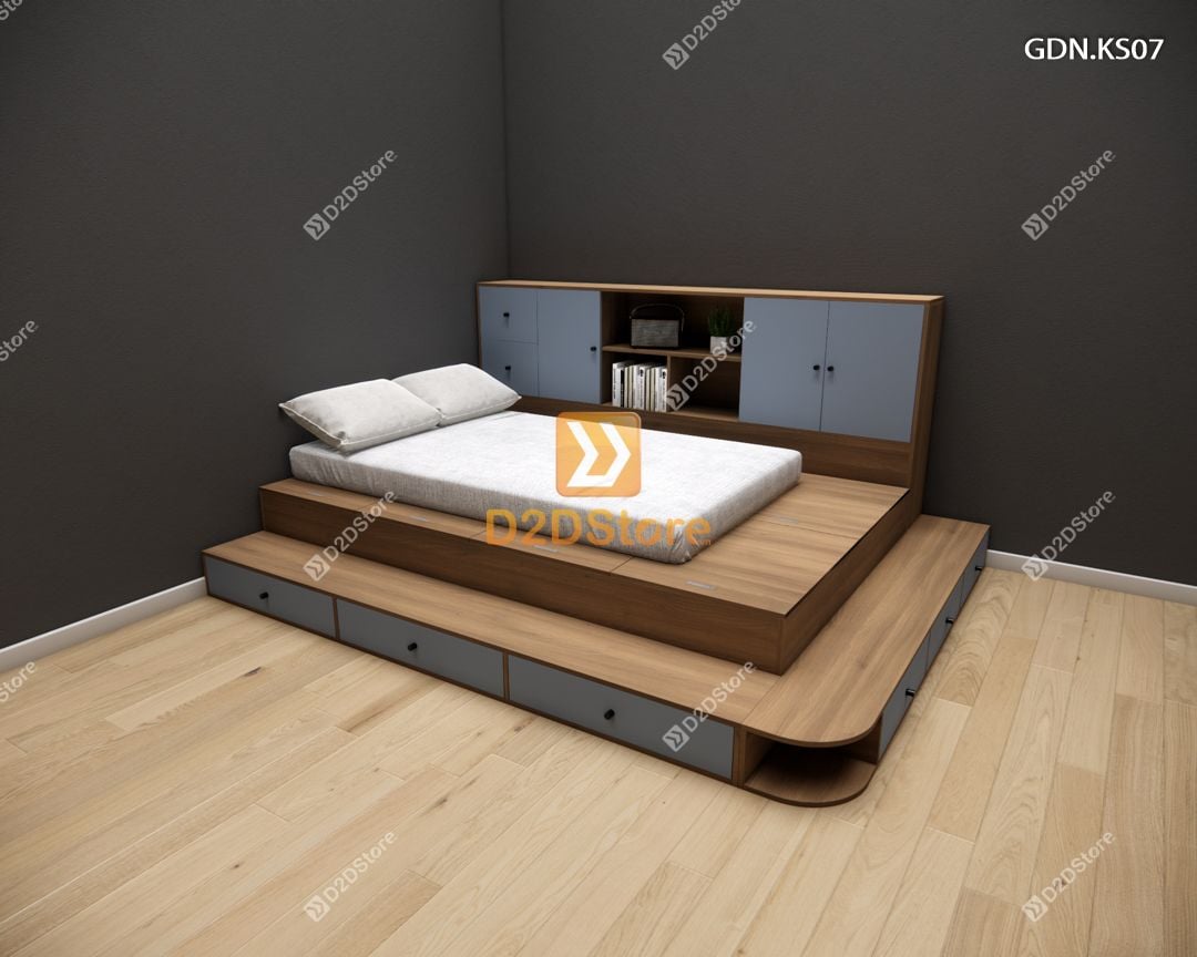 Giường ngủ kết hợp tủ kệ sách GDN.KS07 