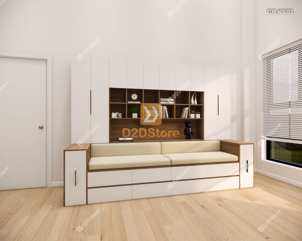  Ghế Bench kết hợp tủ kệ sách GB.KS01 