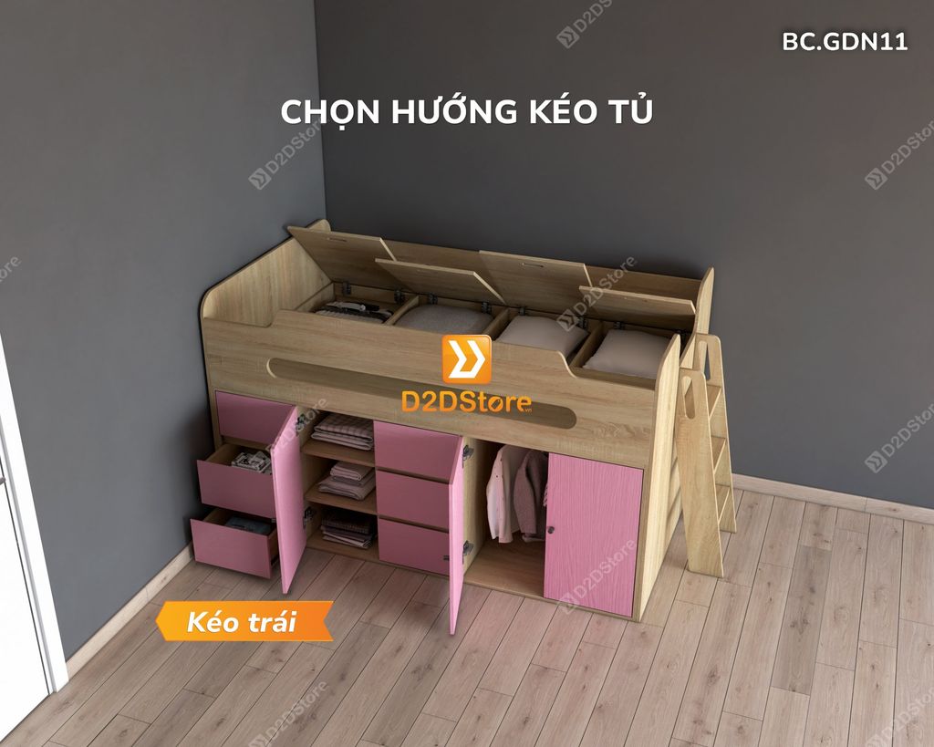 Giường kết hợp tủ áo và nhiều ngăn kéo đa năng thông minh mã BC.GDN11