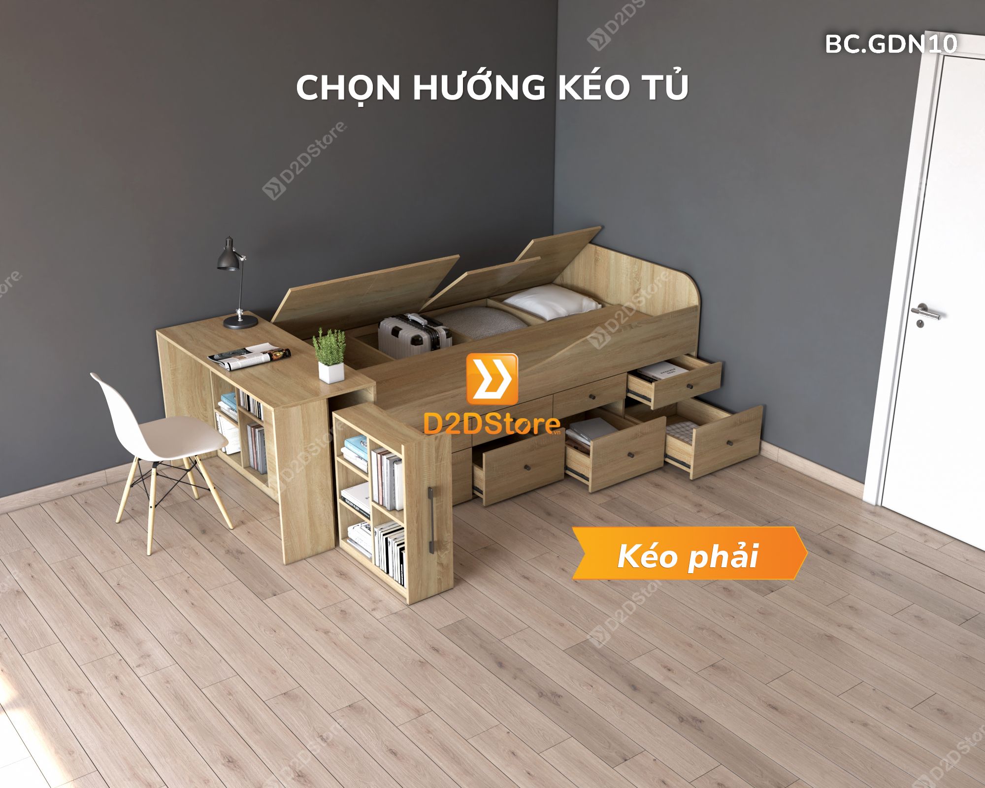  Giường đa năng kết hợp ngăn kéo và bàn học mã BC.GDN10 