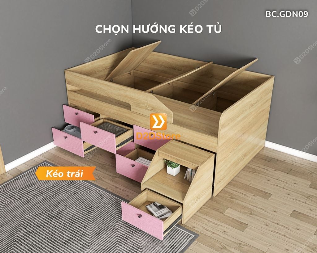 Giường đa năng nhiều ngăn hộc kéo mã BC.GDN09