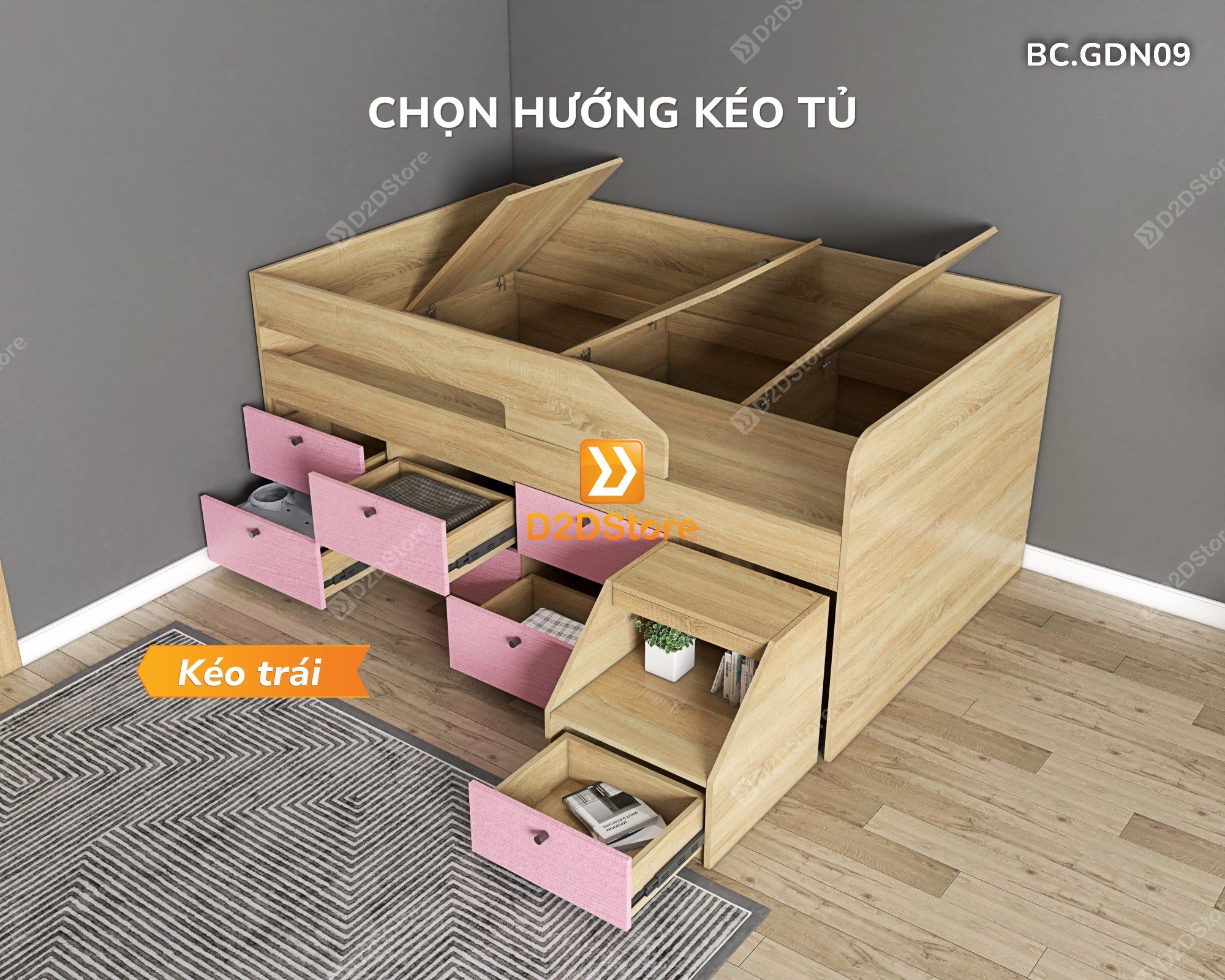  Giường đa năng nhiều ngăn hộc kéo mã BC.GDN09 