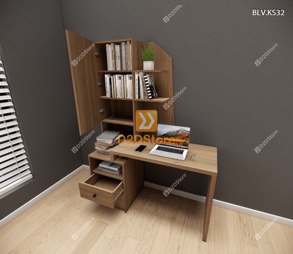 Bàn làm việc kết hợp kệ sách BLV.KS32