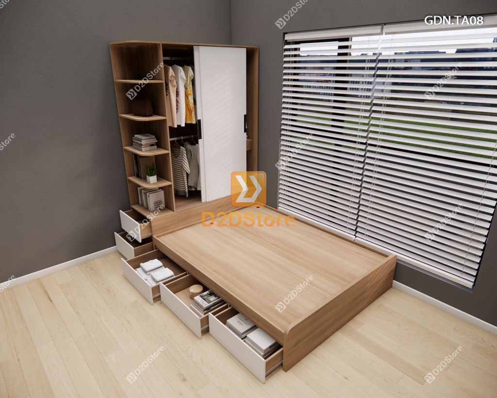 Giường ngủ kết hợp tủ áo GDN.TA08