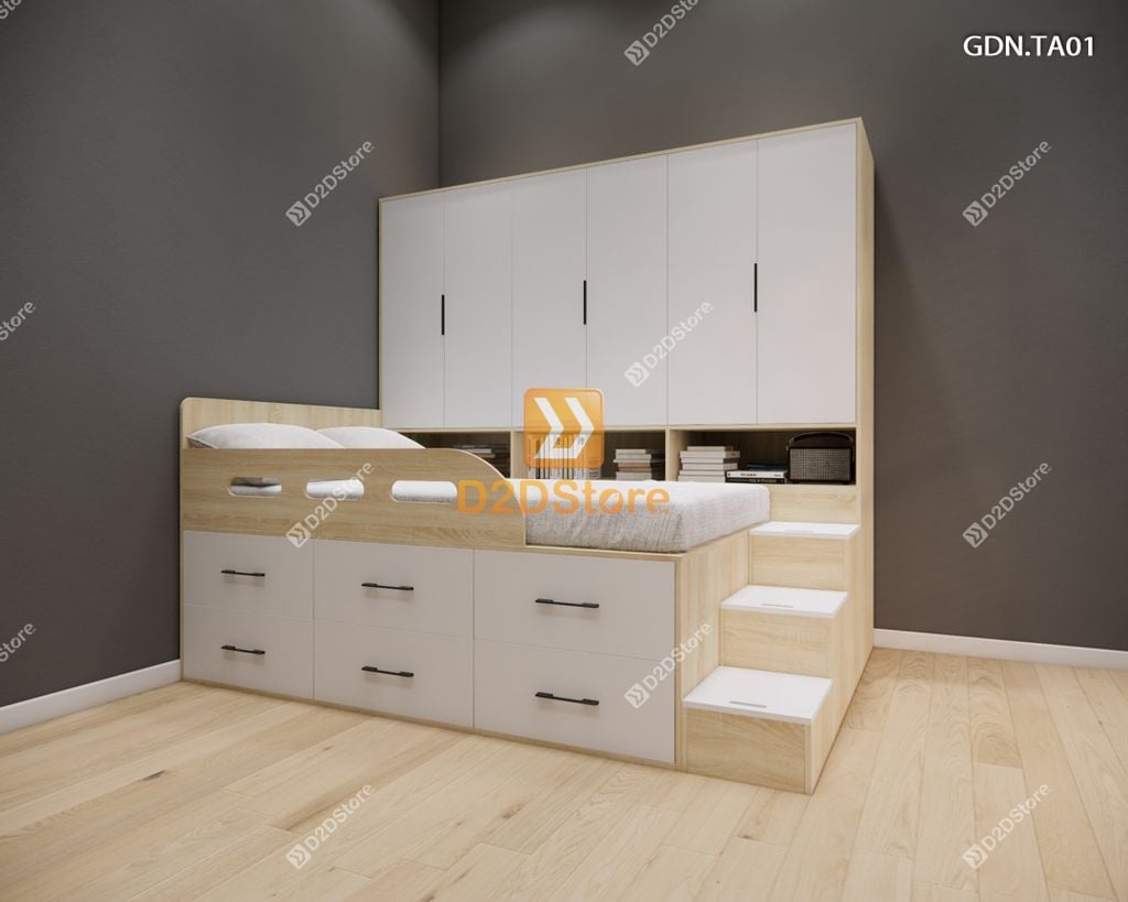Giường ngủ kết hợp tủ áo GDN.TA01