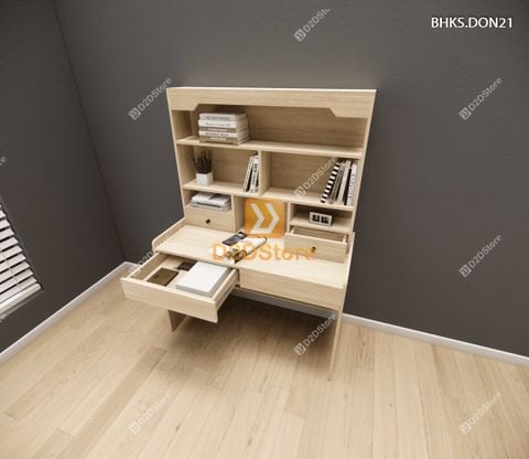 Bàn học đơn cho bé có kệ sách BHKS.DON21