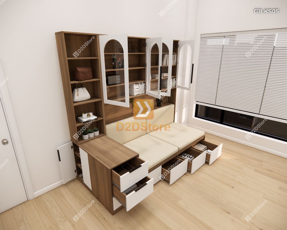  Ghế Bench kết hợp tủ kệ sách GB.KS05 