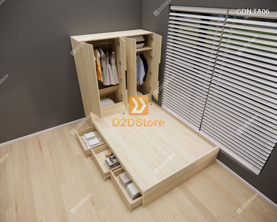  Giường ngủ kết hợp tủ áo GDN.TA06 