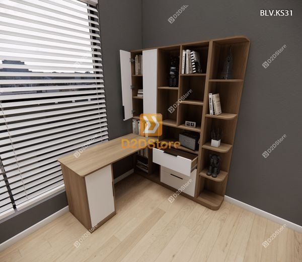 Bàn làm việc kết hợp kệ sách BLV.KS31