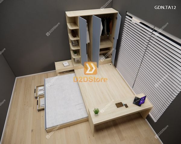 Giường ngủ kết hợp tủ áo GDN.TA12