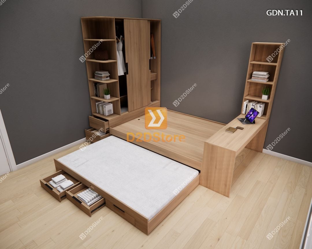  Giường ngủ kết hợp tủ áo GDN.TA11 