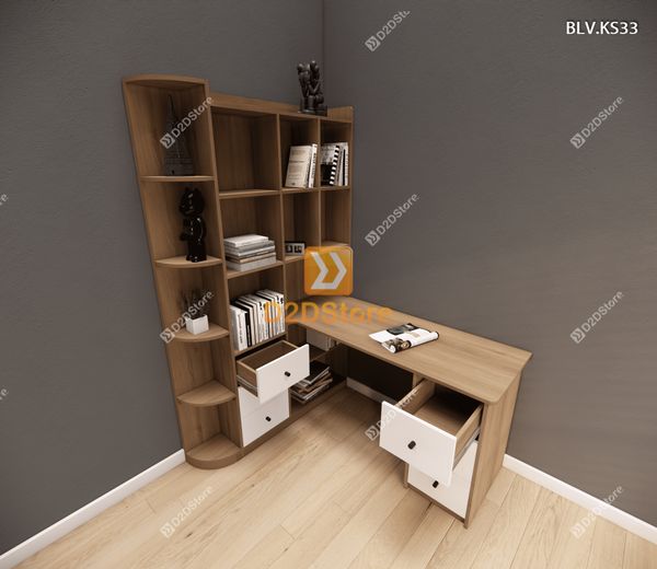 Bàn làm việc kết hợp kệ sách BLV.KS33