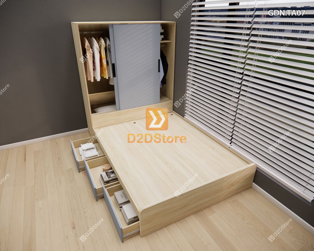 Giường ngủ kết hợp tủ áo GDN.TA07