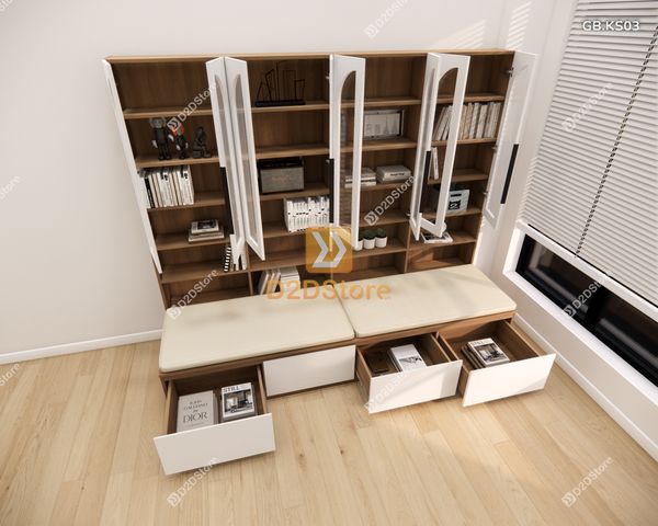 Ghế Bench kết hợp tủ kệ sách GB.KS03