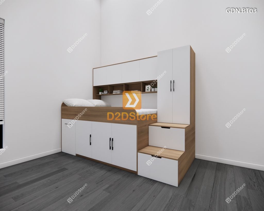 Giường ngủ kết hợp bàn học tủ áo GDN.BT03