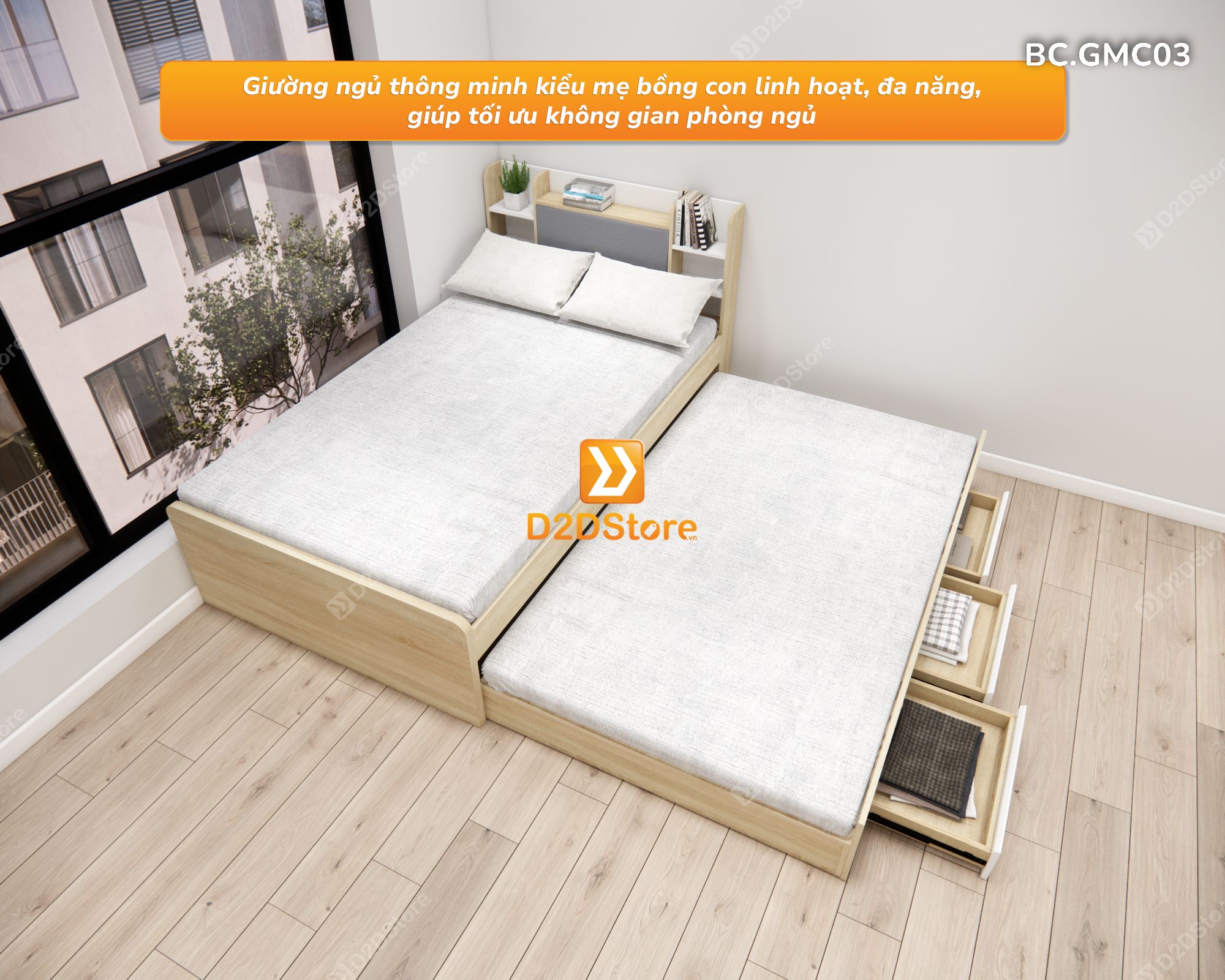  Giường kéo mẹ bồng con thông minh nhiều kích thước mã BC.GMC03 