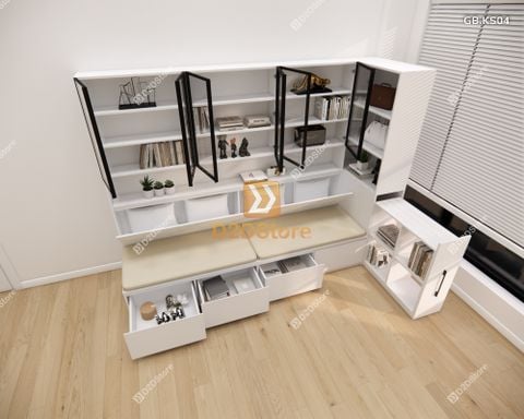Ghế Bench kết hợp tủ kệ sách GB.KS04