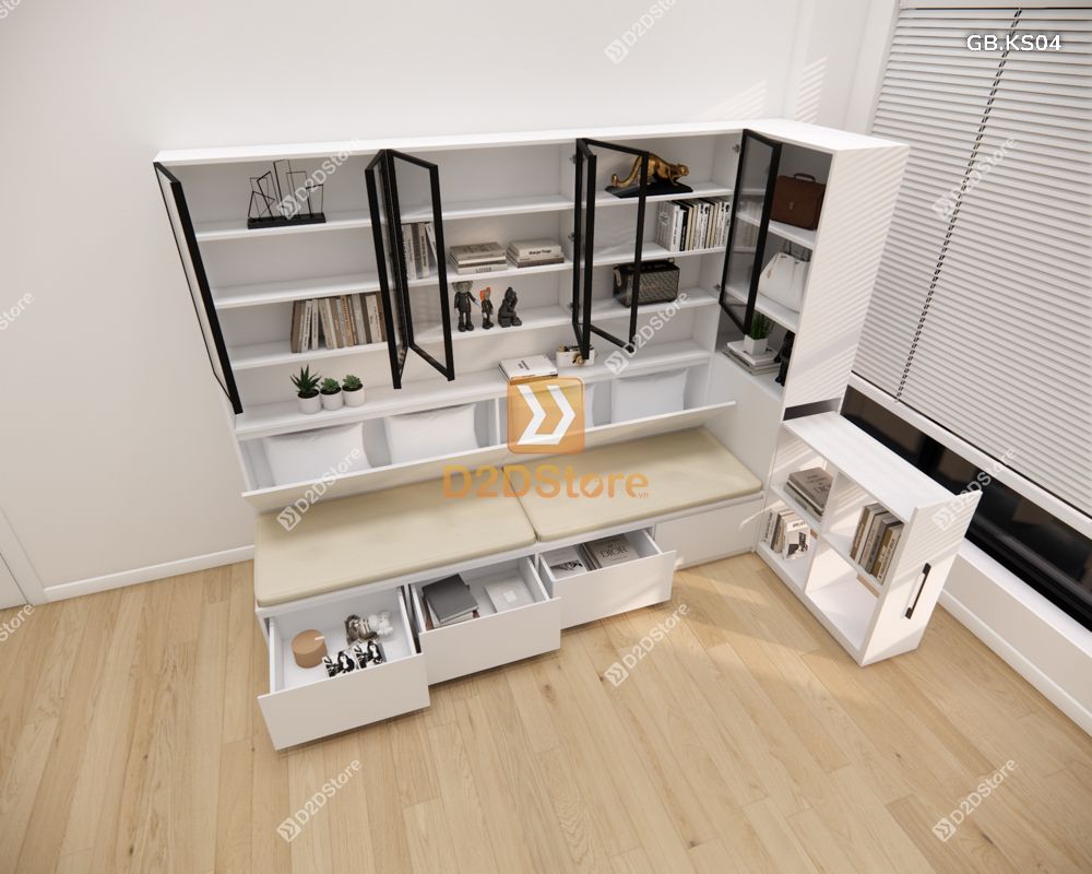  Ghế Bench kết hợp tủ kệ sách GB.KS04 