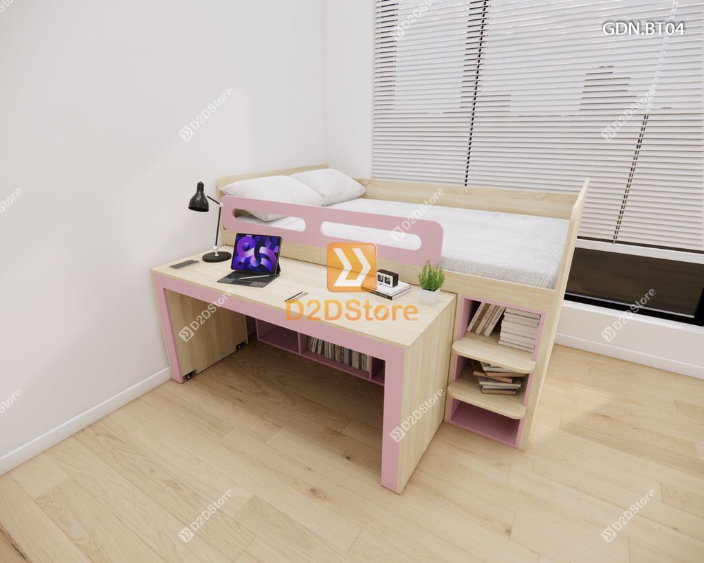 Giường ngủ kết hợp bàn học tủ áo GDN.BT04