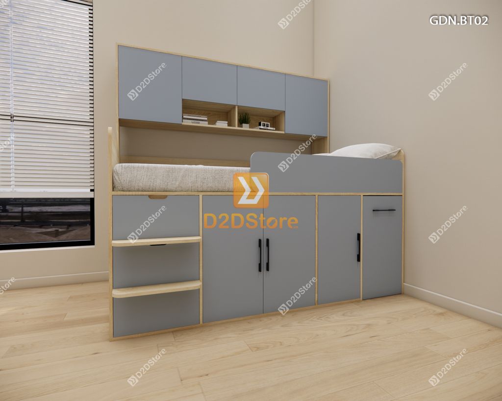 Giường ngủ kết hợp bàn học tủ áo GDN.BT02