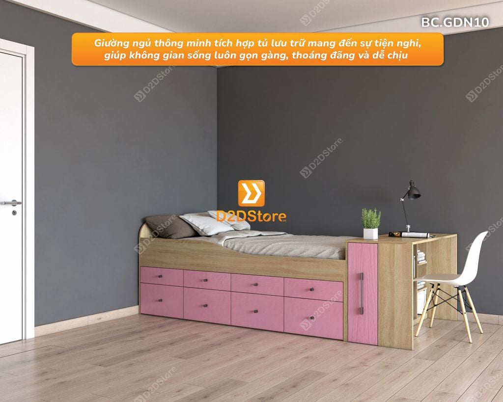 Giường đa năng kết hợp ngăn kéo và bàn học mã BC.GDN10