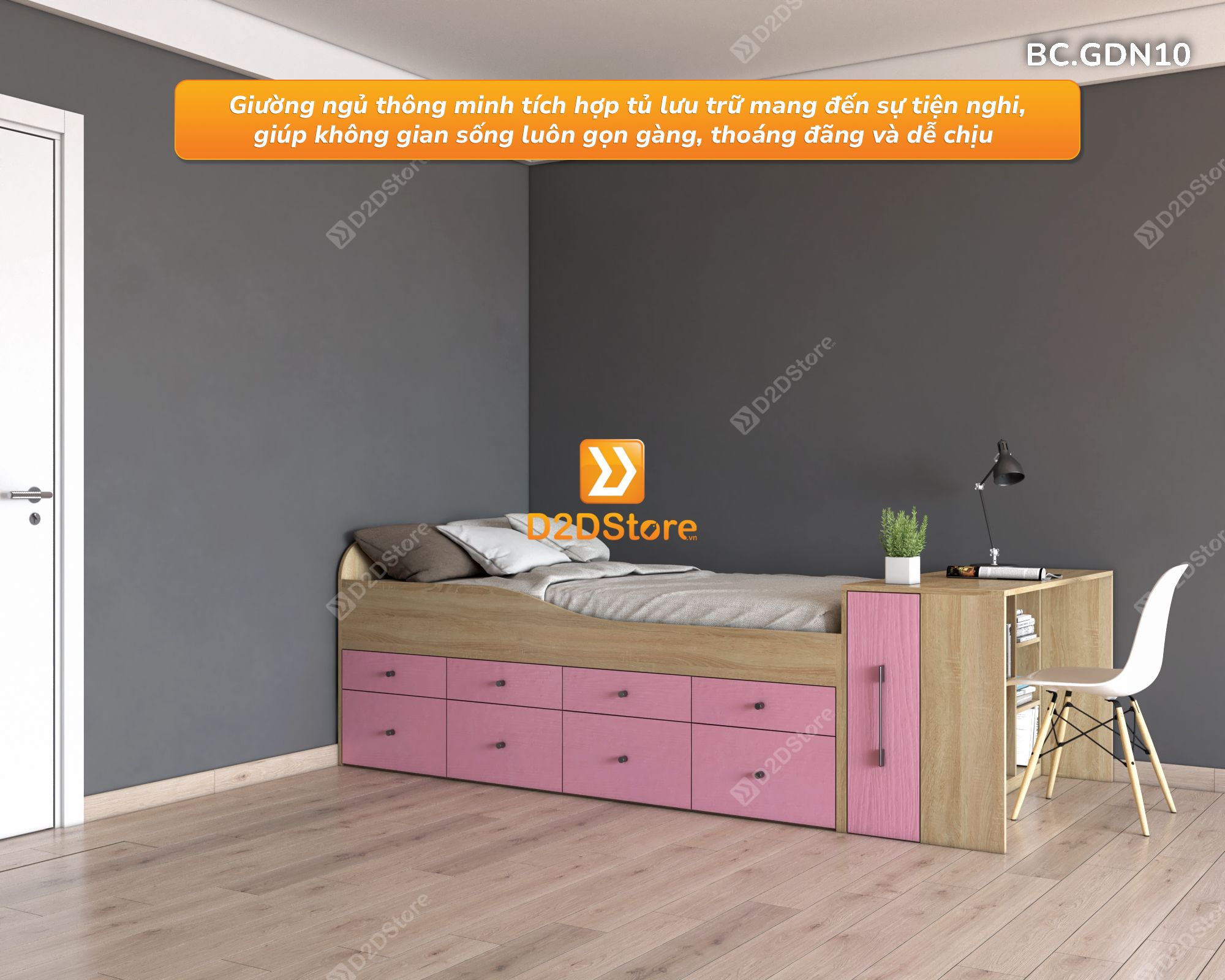  Giường đa năng kết hợp ngăn kéo và bàn học mã BC.GDN10 