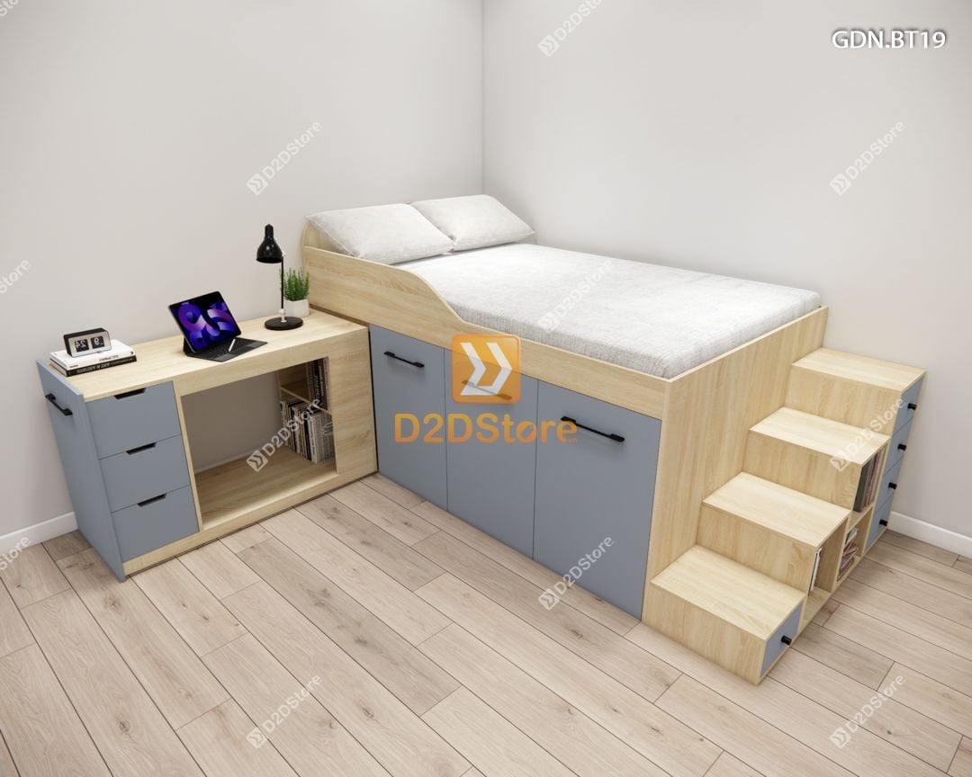  Giường ngủ kết hợp bàn học tủ áo GDN.BT19 