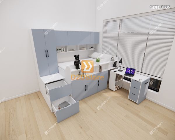 Giường ngủ kết hợp bàn học tủ áo GDN.BT05